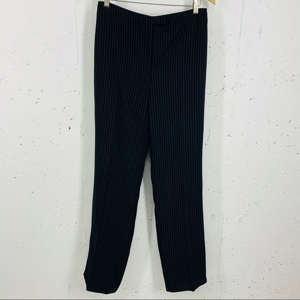 Tahari ASL size 10 Black Pinstripe Lined Full Leg Trousers